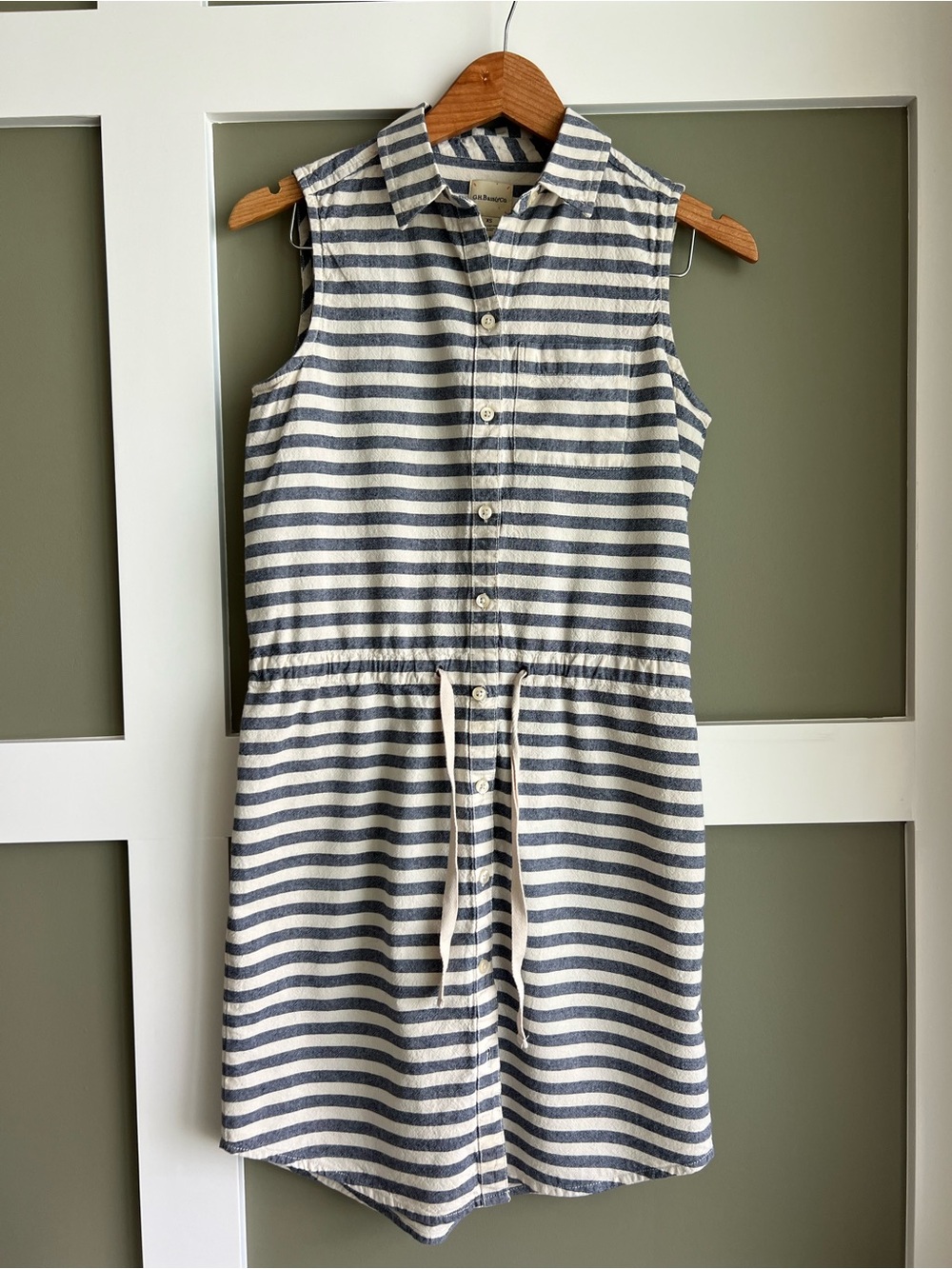 G.H. Bass & Co. Navy and White Striped Sleeveless Mini Dress 100% Cotton